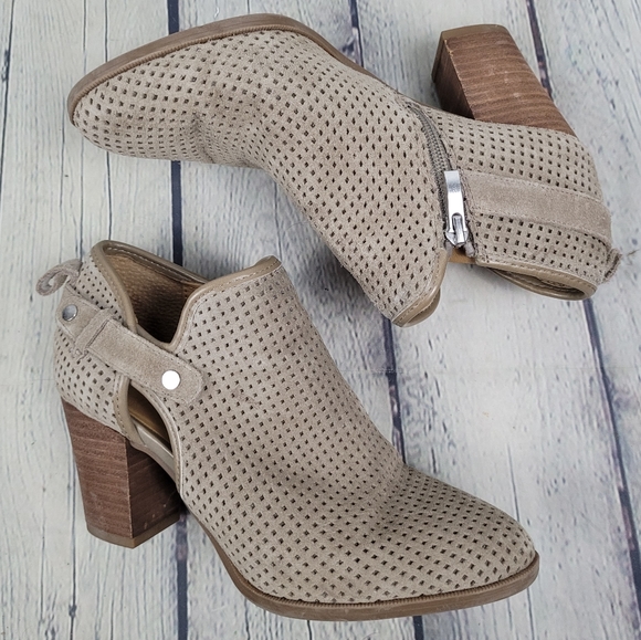 FRANCO SARTO | Dale 2 perforated suede leather heeled ankle booties boots - Picture 2 of 10